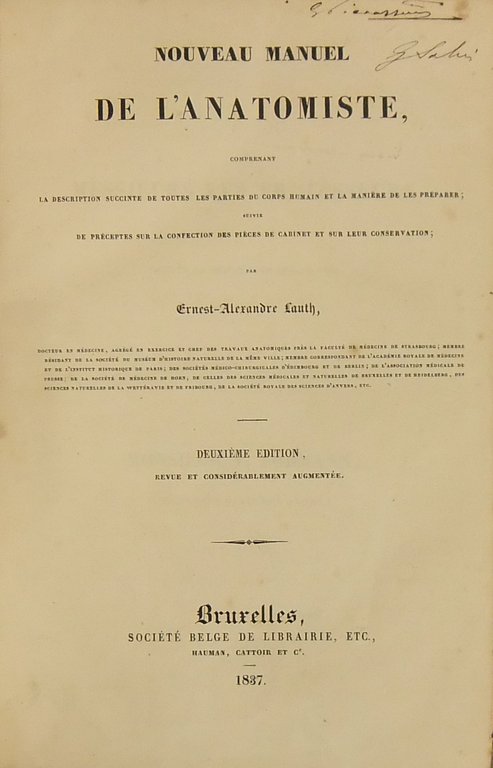 Nouveau manuel de l'anatomiste comprenant la description succincte de toutes … | Immagine Gallery 2
