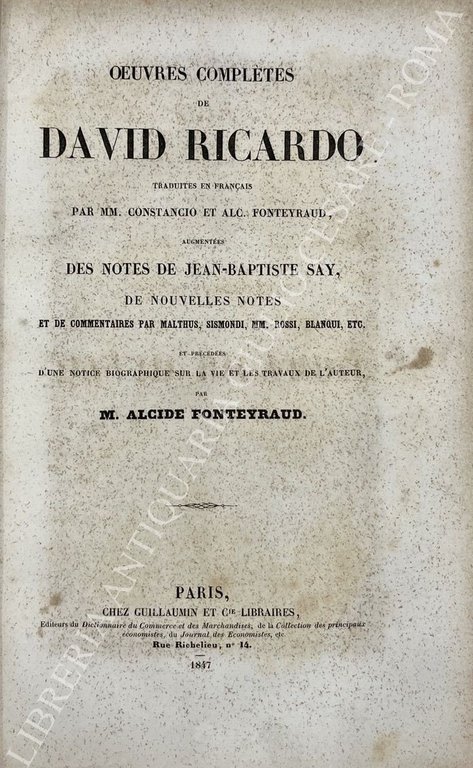 Oeuvres completes de David Ricardo traduites en francais par MM. … | Immagine Gallery 2
