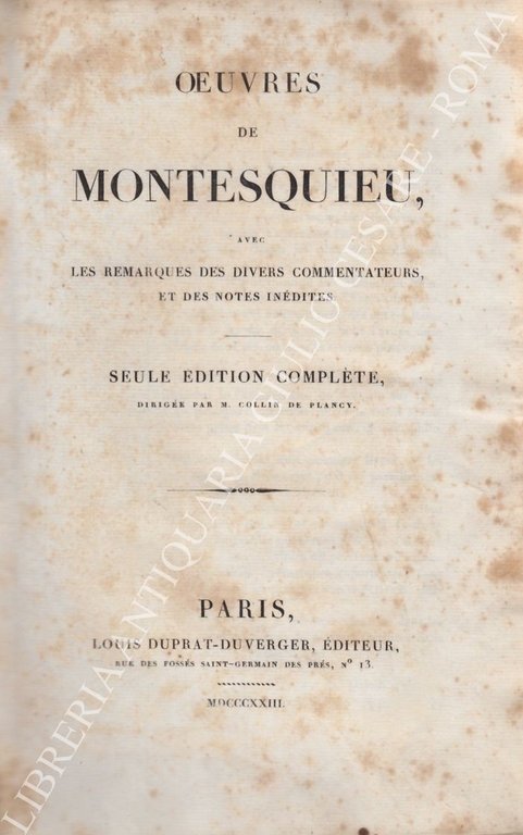 Oeuvres de Montesquieu, avec les remarques des divers commentateurs, et … | Immagine Gallery 2