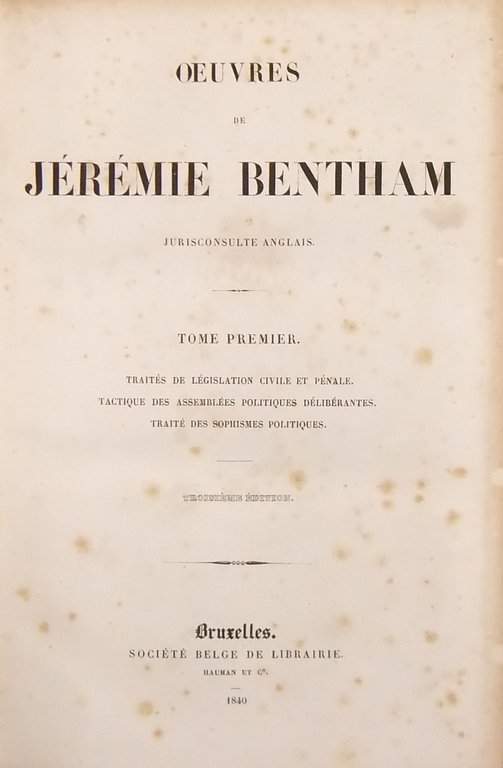 Oeuvres. Vol. I - Traites de legislation civile et penale. … | Immagine Gallery 2