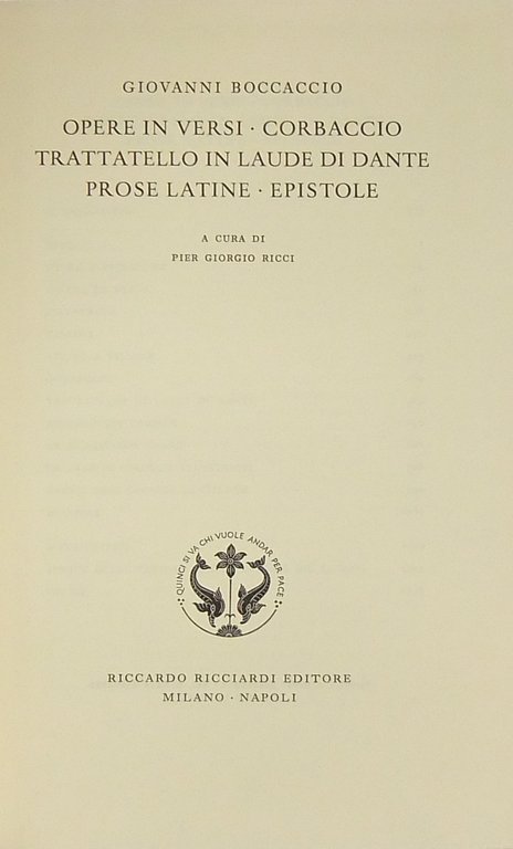 Opere in versi. Corbaccio. Trattatello in laude di Dante. Prose … | Immagine Gallery 2