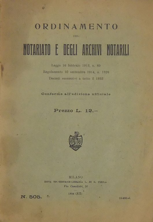 Ordinamento del notariato e degli archivi notarili. Legge 16 febbraio … | Immagine Gallery 2