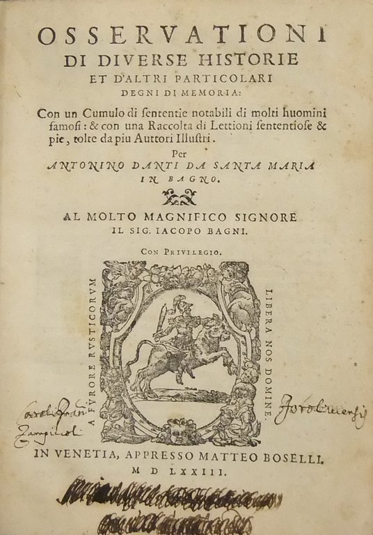 Osservationi di diverse historie et d'altri particolari degni di memoria: … | Immagine Gallery 2