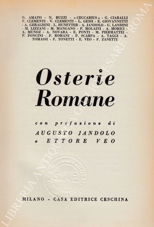 Osterie romane. Con prefazione di Augusto Jandolo e Ettore Veo | Immagine Gallery 2