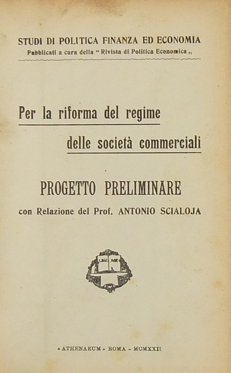 Per la riforma del regime delle società commerciali. Progetto preliminare … | Immagine Gallery 2