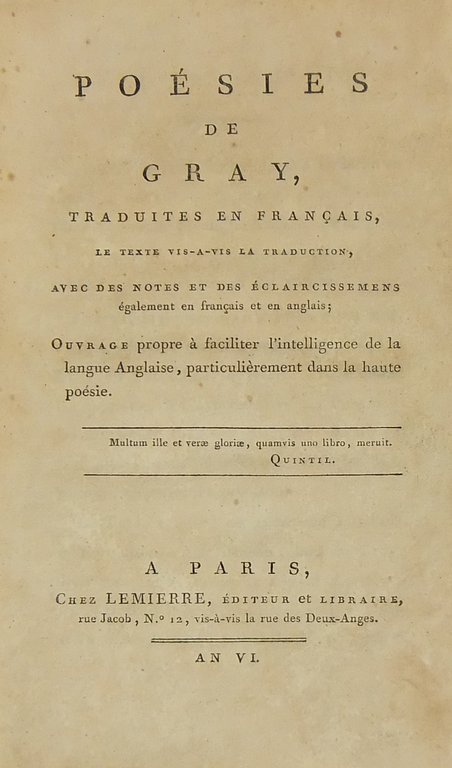 Poesies de Gray. Traduits en francais le texte vis-a-vis la … | Immagine Gallery 2