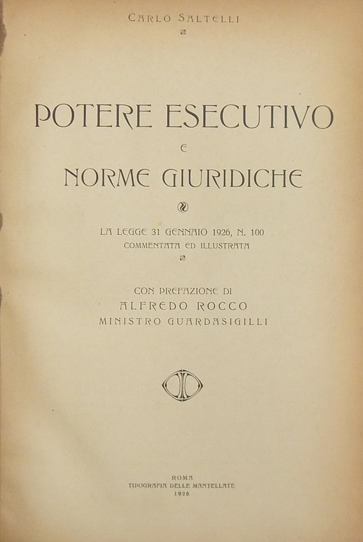 Potere esecutivo e norme giuridiche. La legge 31 gennaio 1926 … | Immagine Gallery 2