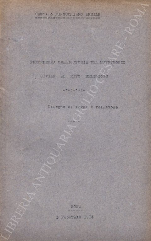 Precedenza obbligatoria del matrimonio civile al rito religioso. Disegno di … | Immagine Gallery 2