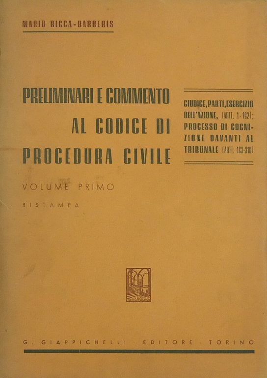 Preliminari e commento al codice di procedura civile. Vol. I … | Immagine Gallery 2
