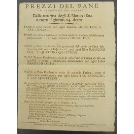 Prezzi del pane da osservarsi dai fornai dalla mattina degli …