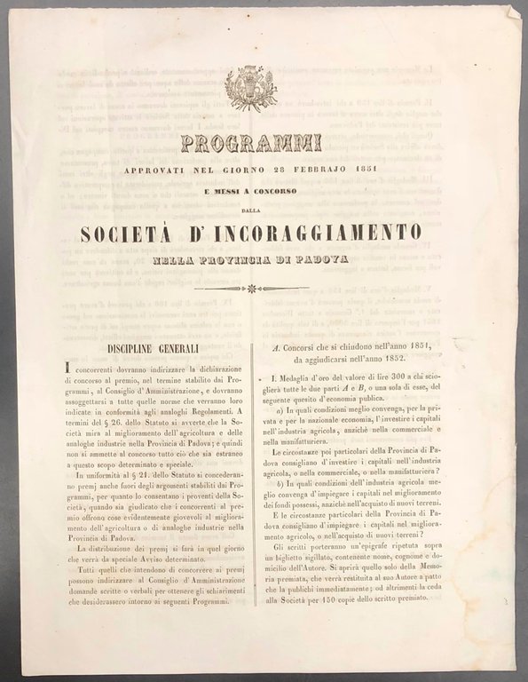 Programma messo a concorso dalla società d'incoraggiamento nella provincia di … | Immagine Gallery 2