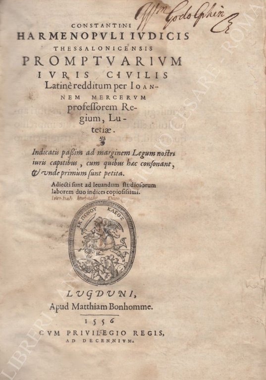 Promptuarium iuris civilis Latine redditum per Ioannem mercerum professorem Regium, … | Immagine Gallery 2