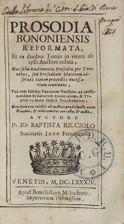 Prosodia bononiensis reformata et ex duobus Tomis in unum ad … | Immagine Gallery 2