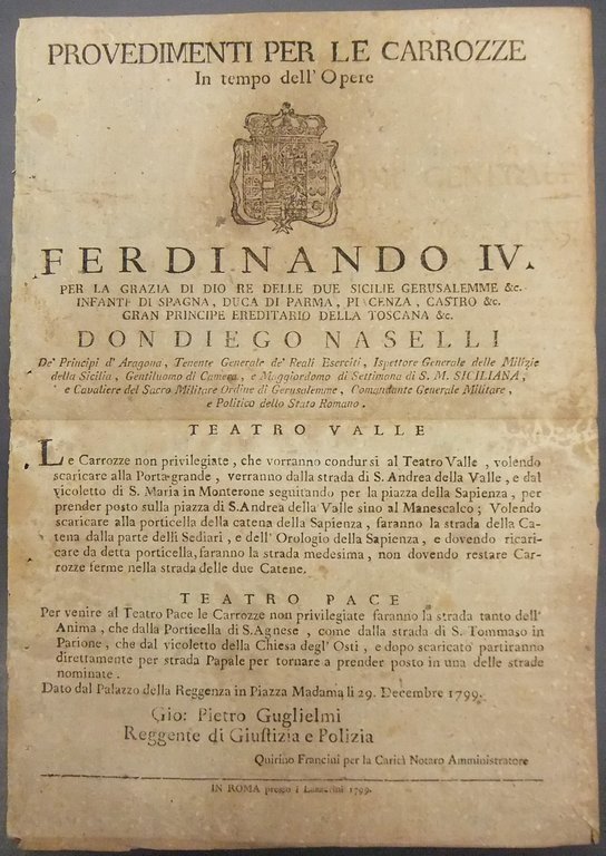 Provvedimenti per le carrozze in tempo dell'Opere. Limitazione al transito … | Immagine Gallery 2