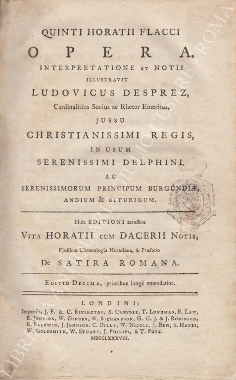 Quinti Horatii Flacci Opera. Interpretatione et notis illustravit Ludovicus Desprez, … | Immagine Gallery 2