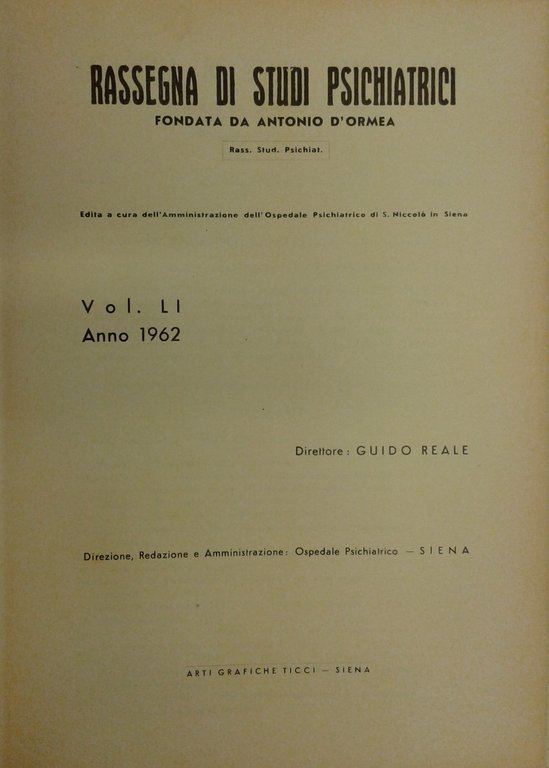 Rassegna di studi psichiatrici. Diretta da Antonio D'Ormea. Vol. LI … | Immagine Gallery 2