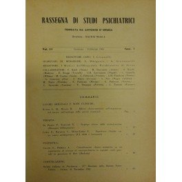 Rassegna di studi psichiatrici. Diretta da Antonio D'Ormea. Vol. LII …