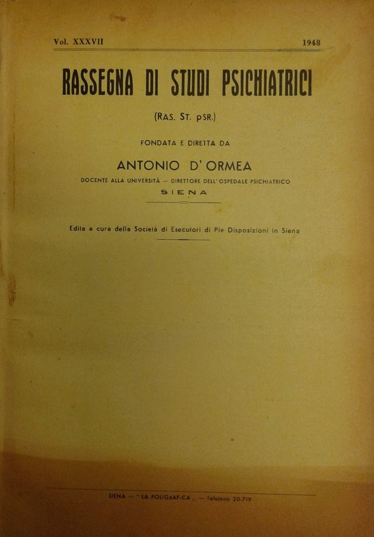 Rassegna di studi psichiatrici. Diretta da Antonio D'Ormea. Vol. XXXVII … | Immagine Gallery 2