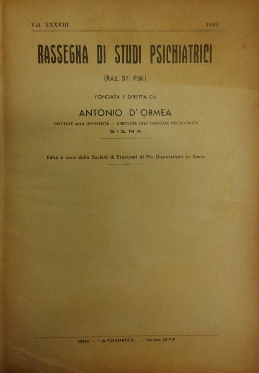Rassegna di studi psichiatrici. Diretta da Antonio D'Ormea. Vol. XXXVIII … | Immagine Gallery 2