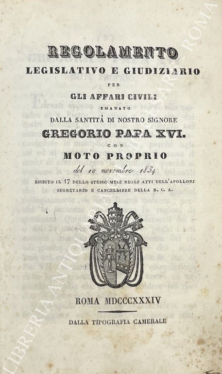 Regolamento legislativo e giudiziario per gli affari civili emanato dalla … | Immagine Gallery 2