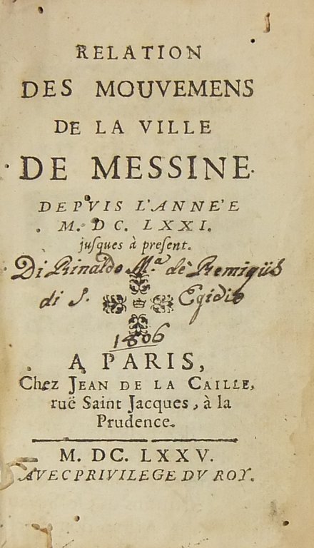 Relation des mouvemens de la ville de Messine depuis l'annee … | Immagine Gallery 2