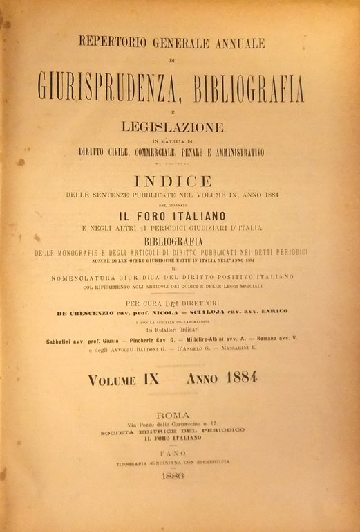 Repertorio Generale Annuale del Foro Italiano. Vol. IX - Anno … | Immagine Gallery 2