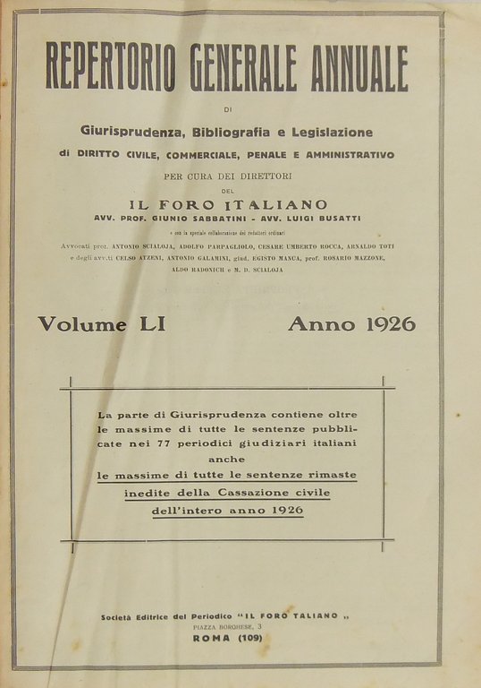 Repertorio Generale Annuale del Foro Italiano. Vol. LI - Anno … | Immagine Gallery 2