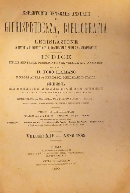Repertorio Generale Annuale del Foro Italiano. Vol. XIV - Anno … | Immagine Gallery 2