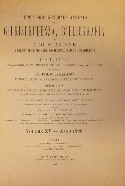 Repertorio Generale Annuale del Foro Italiano. Vol. XV - Anno … | Immagine Gallery 2