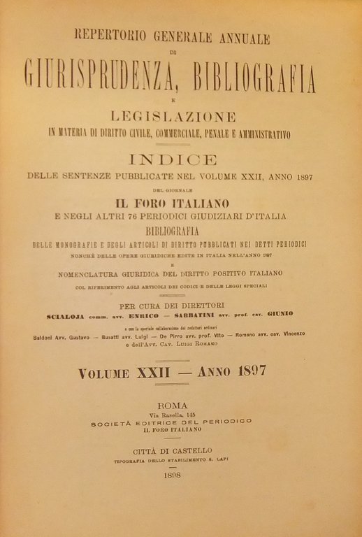 Repertorio Generale Annuale del Foro Italiano. Vol. XXII - Anno … | Immagine Gallery 2