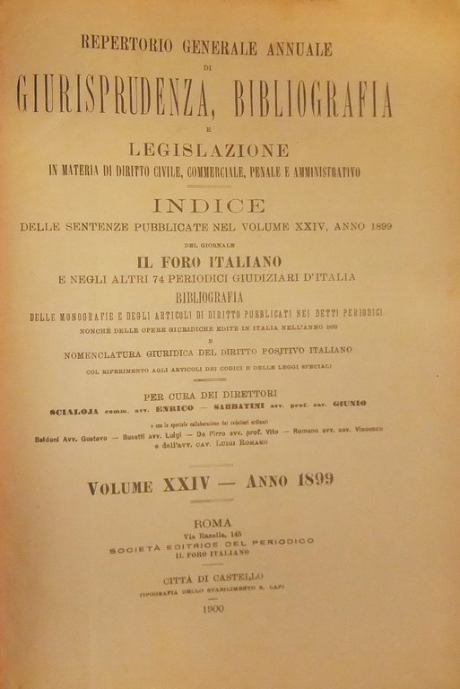 Repertorio Generale Annuale del Foro Italiano. Vol. XXIV - Anno … | Immagine Gallery 2