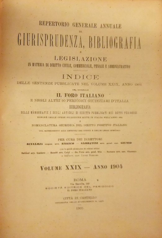 Repertorio Generale Annuale del Foro Italiano. Vol. XXIX - Anno … | Immagine Gallery 2