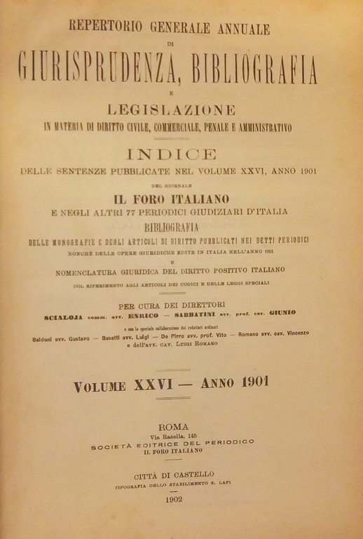 Repertorio Generale Annuale del Foro Italiano. Vol. XXVI - Anno … | Immagine Gallery 2