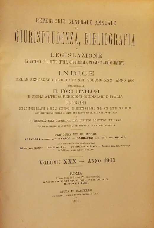 Repertorio Generale Annuale del Foro Italiano. Vol. XXX - Anno … | Immagine Gallery 2