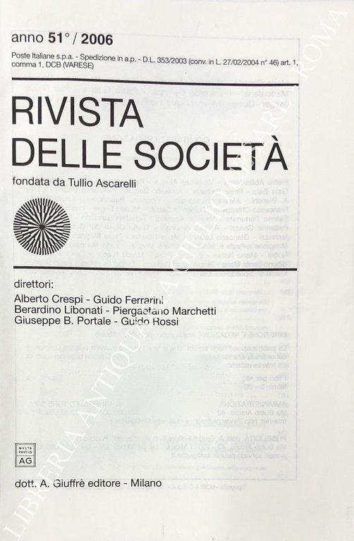 Rivista delle società. Fondata da Tullio Ascarelli. Diretta da Alberto … | Immagine Gallery 2