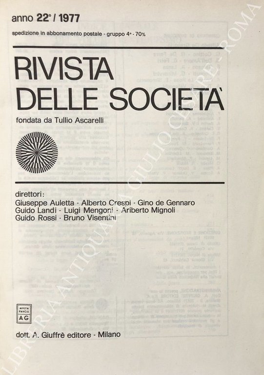 Rivista delle società. Fondata da Tullio Ascarelli. Diretta da Giuseppe … | Immagine Gallery 2