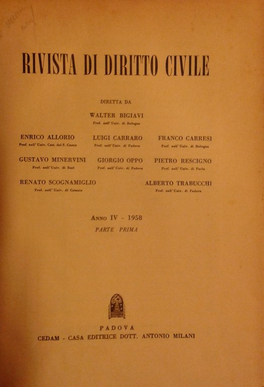 Rivista di diritto civile. Anno IV - 1958 | Immagine Gallery 2