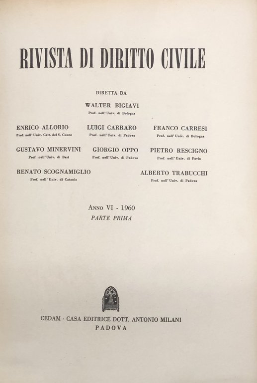 Rivista di diritto civile. Anno VI - 1960 | Immagine Gallery 2