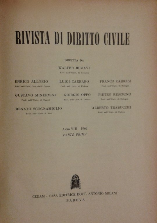 Rivista di diritto civile. Anno VIII - 1962 | Immagine Gallery 2