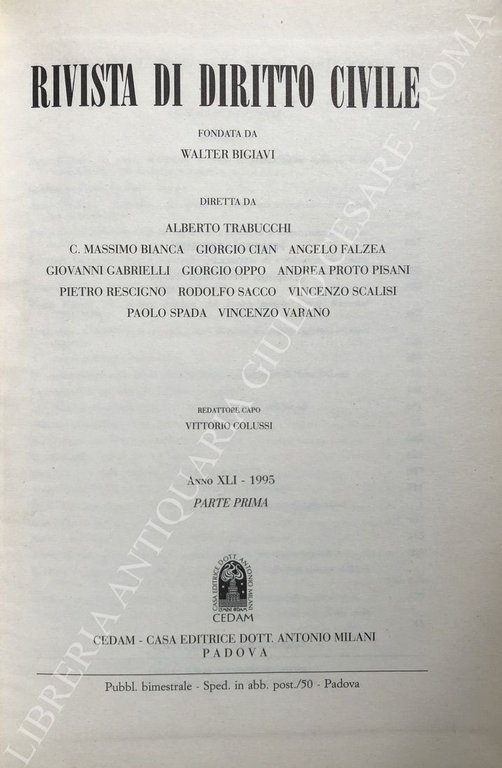 Rivista di diritto civile. Anno XLI - 1995 | Immagine Gallery 2