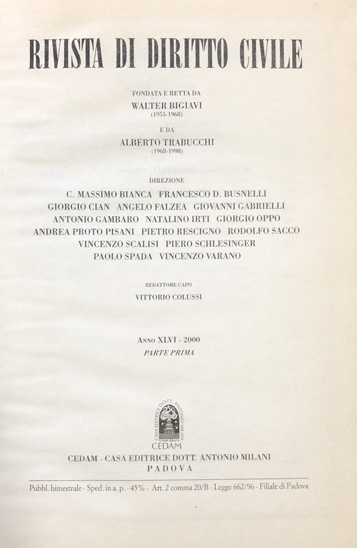 Rivista di diritto civile. Anno XLVI - 2000 | Immagine Gallery 2