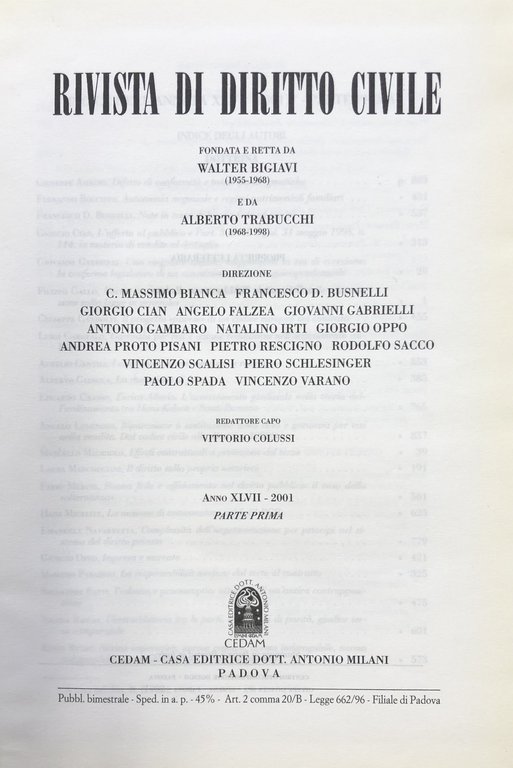 Rivista di diritto civile. Anno XLVII - 2001 | Immagine Gallery 2