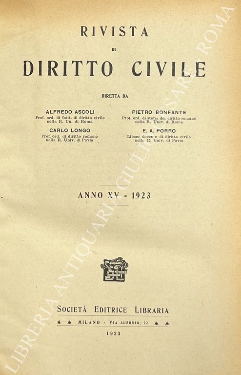 Rivista di diritto civile. Anno XV - 1923 | Immagine Gallery 2