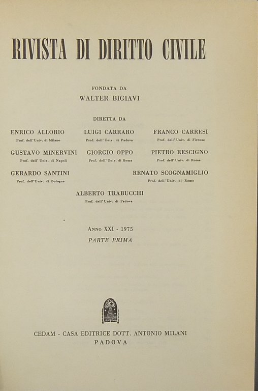 Rivista di diritto civile. Anno XXI - 1975 | Immagine Gallery 2