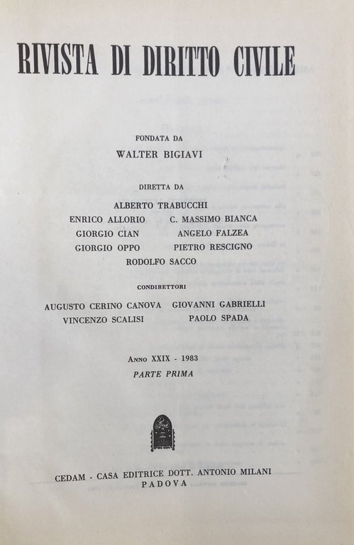 Rivista di diritto civile. Anno XXIX - 1983 | Immagine Gallery 2