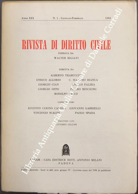 Rivista di diritto civile. Anno XXX - 1984 | Immagine Gallery 2