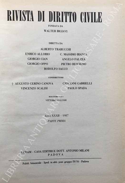 Rivista di diritto civile. Anno XXXIII - 1987 | Immagine Gallery 2