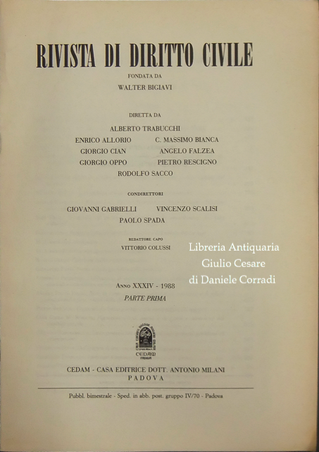 Rivista di diritto civile. Anno XXXIV - 1988 | Immagine Gallery 2