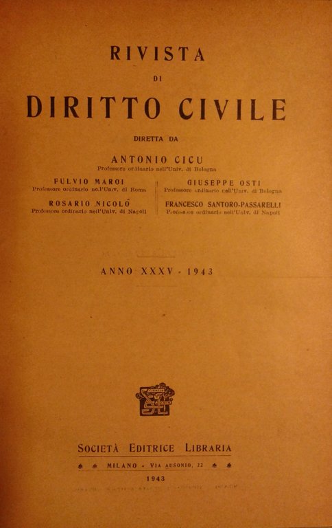 Rivista di diritto civile. Anno XXXV - 1943 | Immagine Gallery 2