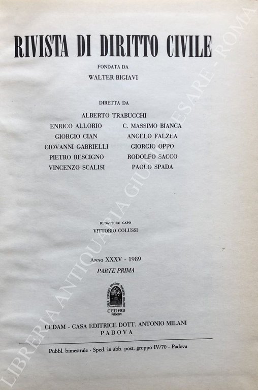 Rivista di diritto civile. Anno XXXV - 1989 | Immagine Gallery 2